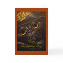 BLACK PERSIAN CAT THANKSGIVING Card