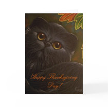 BLACK PERSIAN CAT - THANKSGIVING Card