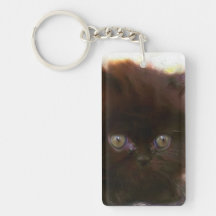 Black persian kitten acrylic key chain