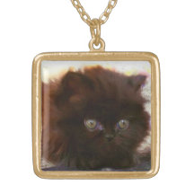 Black persian kitten necklace