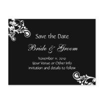 Black Personalised Flourish Save the Date