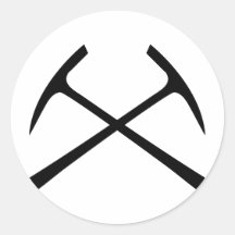 black pickax crossed round stickers