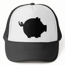 black piggy bank icon mesh hats