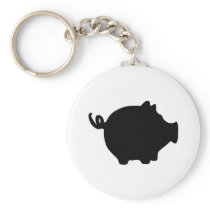black piggy bank icon key chains