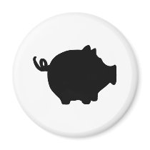black piggy bank icon refrigerator magnet