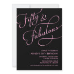 Black & Pink 50 and Fabulous Birthday Invitations