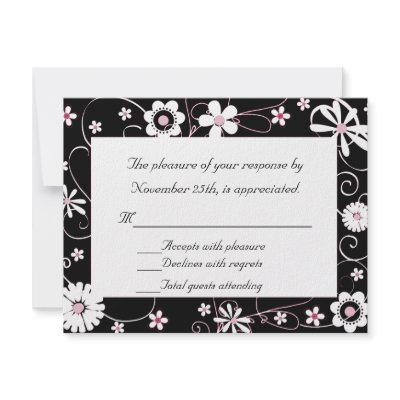 Black, Pink and White RSVP Card Invitation by Lilleaf