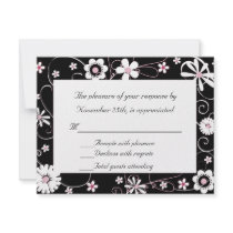 Black, Pink and White RSVP Card Invitation