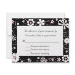 Black, Pink and White RSVP Card invitations