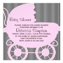 Black & Pink Carriage Baby Shower Invite