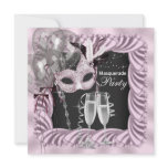 Black Pink Champagne Masquerade Party Custom Invites