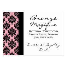 Black Pink Damask Business Customer Loyalty Cards Business Card Template