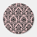 Black & Pink Damask Fridge Magnet
