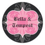 Black pink goth punk name tag wedding favour