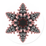 Black Pink Gothic Snowflake Round Sticker
