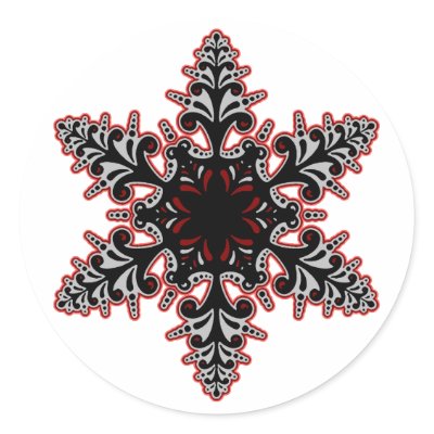 Black Pink Gothic Snowflake Round Sticker by brianadragon