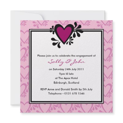 Black & Pink Heart Engagement Invitation by claire_shearer
