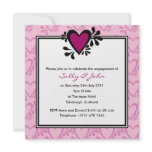 Black & Pink Heart Engagement Invitation