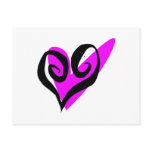 Black Pink Heart Post Card