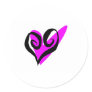 Black Pink Heart Round Stickers
