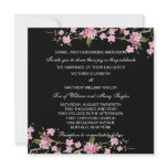 Black Pink Japanese Cherry Blossoms Wedding Announcements