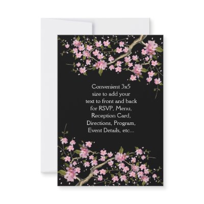 Black Pink Japanese Cherry Blossoms Wedding Custom Invite by WeddingCentral