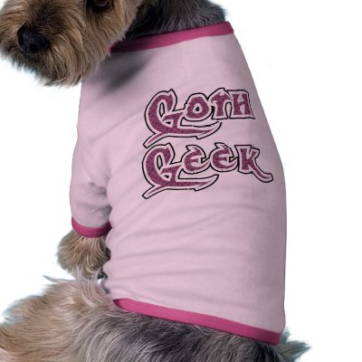 Black Pink Pattern Goth Geek Dog T-shirt by shopaholicchick