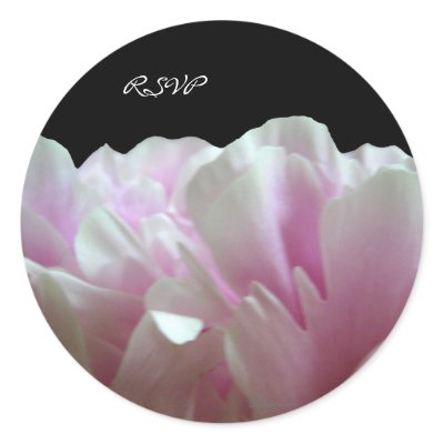 Black Pink Peony Custom Envelope Seals Round Sticker by naturalilly
