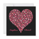 Black Pink Red Roses Heart Name Wedding Invite