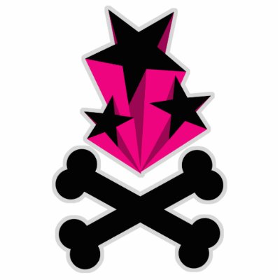 Black Pink Stars Crossbones Cut Out by doonidesigns