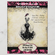 Black & Pink Vintage Dress Boutique or Business Flyer Design
