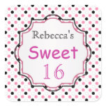 Black, pink, white polka dot Sweet 16 Sticker