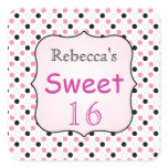 Black, pink, white polka dot Sweet 16 Sticker