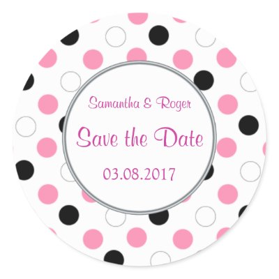 Black,pink, white polka dots Save the date Sticker by IrinaFraser