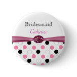 Black, pink, white polka dots Wedding Bridesmaid