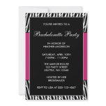 Black & Pink Zebra Bachelorette Party Invitations