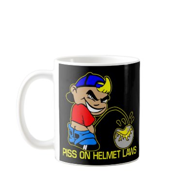 Black Piss Helmet Laws Coffee Mugs by WhiteTiger_LLC