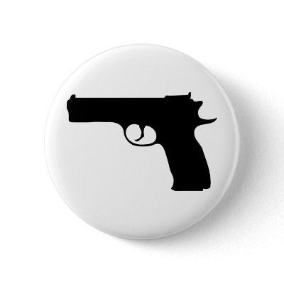 black Pistol icon Pinback Button by Tomaniac