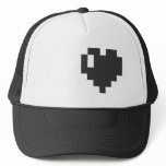 Black Pixel Heart Cap Hat