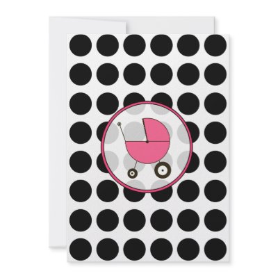 Black Polka Dot / Hot Pink Baby Shower Invitation by thepinkschoolhouse