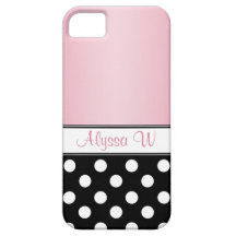 Black Polka Dot Pink iPhone 5 Case