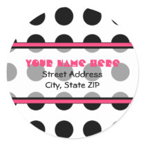 Black Polka Dotty with Pink Address Labels