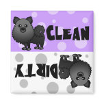 Black Pomeranian Clean Dirty Dishwasher Magnet