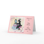 Black Poodle Boudoir Retro Art Card