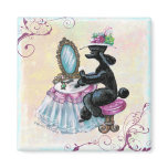 Black Poodle Boudoir Retro Art Magnet