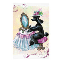 Black Poodle Boudoir Retro Art Stationery