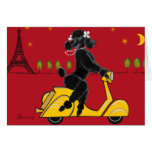 Black Poodle Eiffel Tower Pet Art Gifts Card