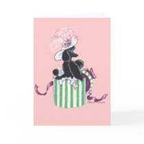 Black Poodle Hatbox Retro Art Print