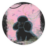 Black Poodle Hummingbirds Art stickers tags