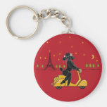 Black Poodle in Paris and Scooter Keychains